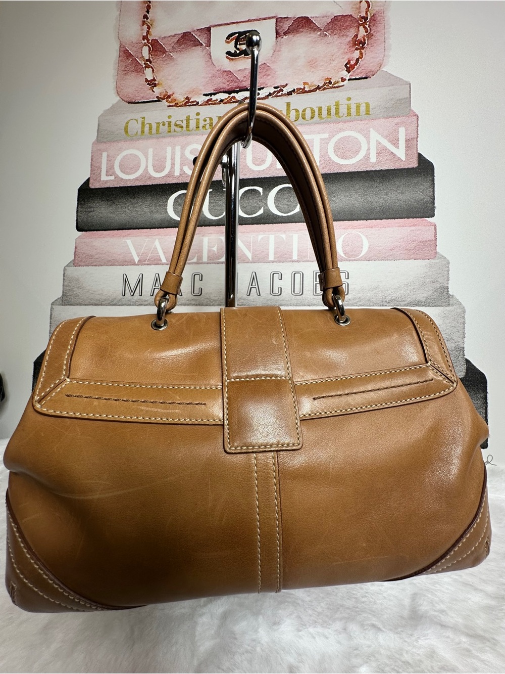 Coach SoHo Hampton Cognac Leather Shoulder Bag with Buckle Saddle Flap - Picture 3 of 14